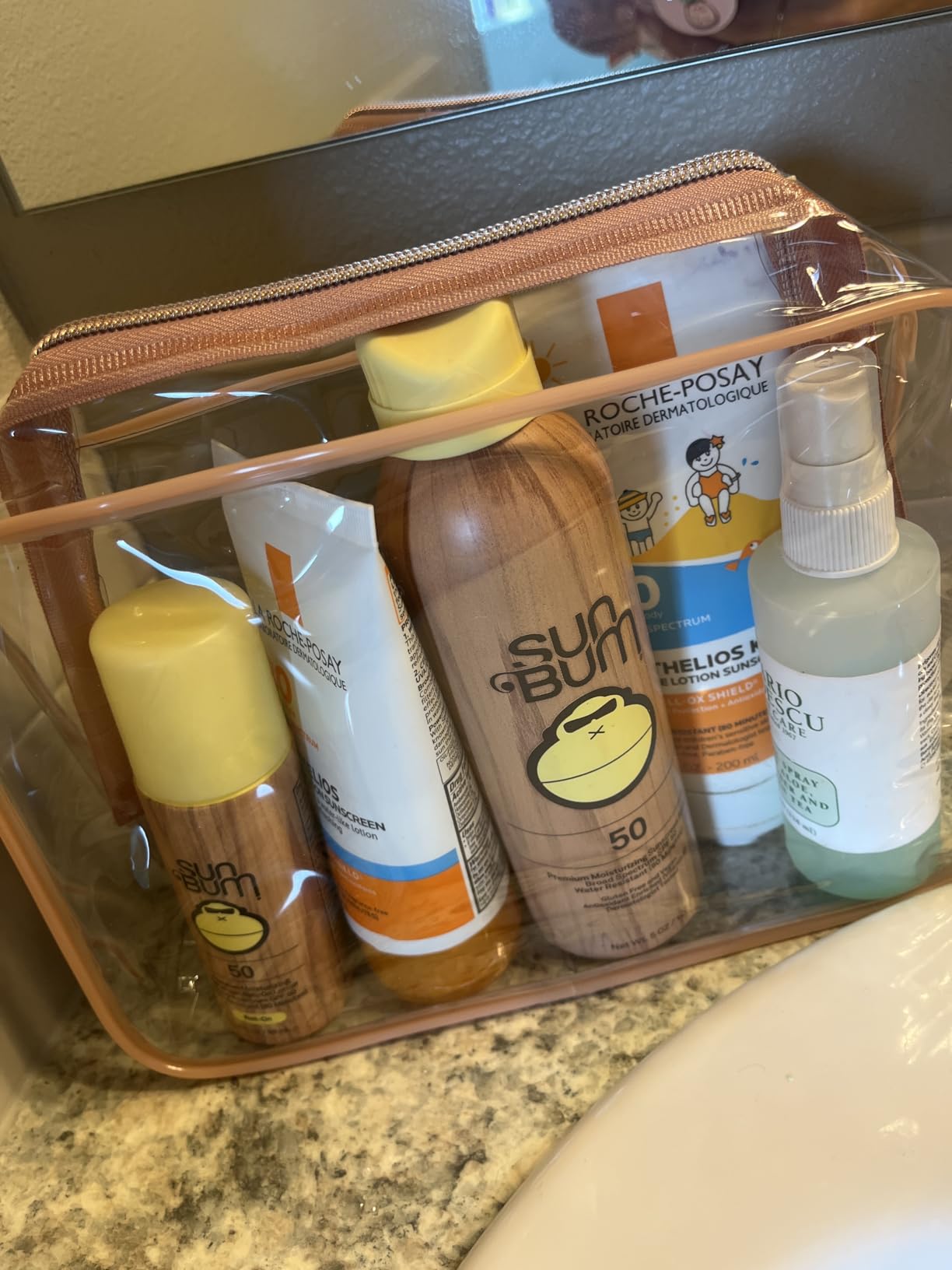 Clear Makeup Bag Travel - TSA Approved Toiletry Bag, 2 Rose Pink | 1 Medium Quart Carry-On & 1 Large Checked-Luggage, Reinforced Seams, Water-resistant, Clear Easy-Check for Airport, Women customer photo 2