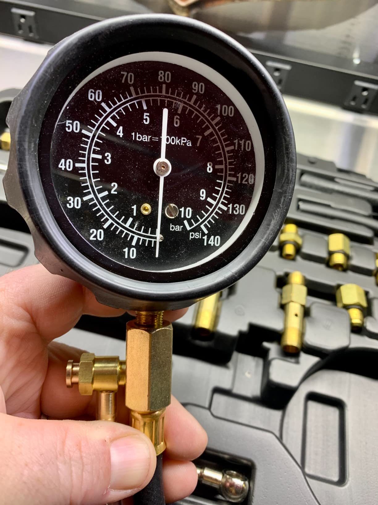 OMT Fuel Injection Pressure Tester Kit With 140 PSI Gauge, Quick Fittings | Durable Brass & Aluminum Connectors; Gasoline Pump Diagnostic Hoses customer photo 1