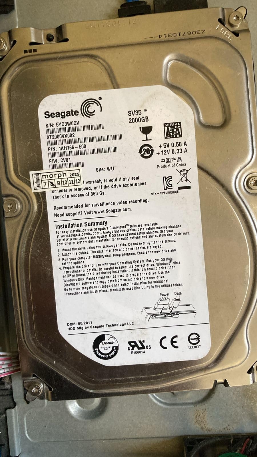 Seagate Skyhawk 4TB Video Internal Hard Drive HDD – 3.5 Inch SATA 6Gb/s 64MB Cache for DVR NVR Security Camera System with Drive Health Management and in-House Rescue Services (ST4000VXZ16/016) customer photo 2