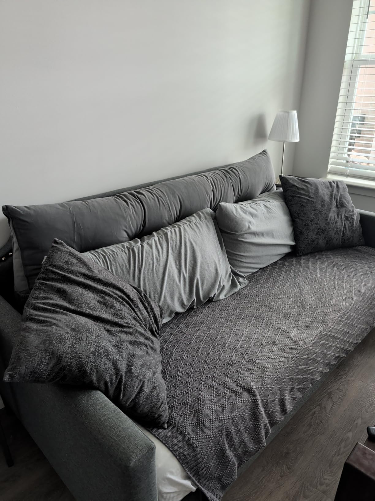 Peachwell Triangular Reading Bed Rest Pillow Large Bolster Cushion Headboard Backrest Wedge Pillow with Removable Cover and Two Large Side Pockets (Beige, Twin: 39 x 8 x 20 inches) customer photo 2