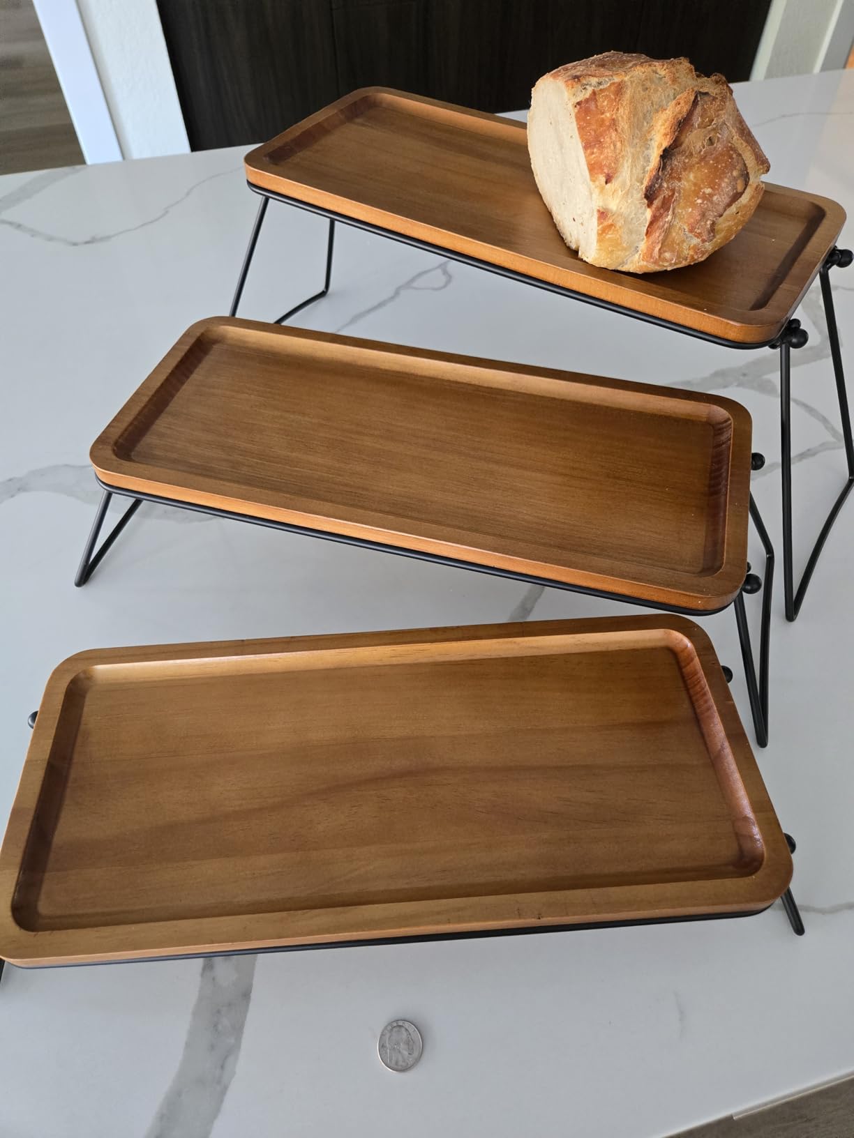 Manspdier 3 Tier Cupcake Stand and Towers Large Serving Tray for Party | Acacia Wooden Dessert Table Display Set Decorative Tray Tiered Tray Decor Small Chees Charcuterie Boards Wood Serving Trays customer photo 1