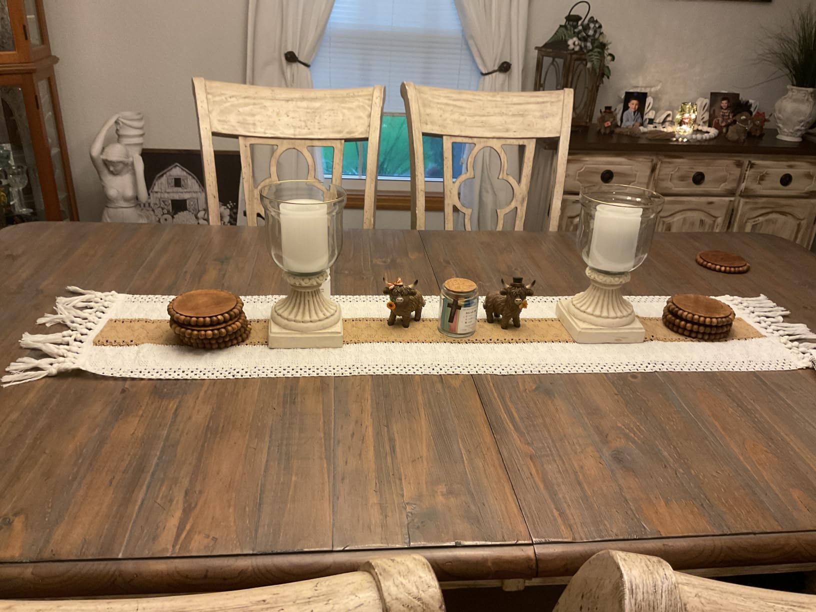 FEXIA Boho Table Runner for Fall Home Decor 12x72 Rustic with Tassels | 72 Inches Long Farmhouse Kitchen Dining Room Macrame Burlap Coffee Table Decoration Dresser Runner customer photo 2