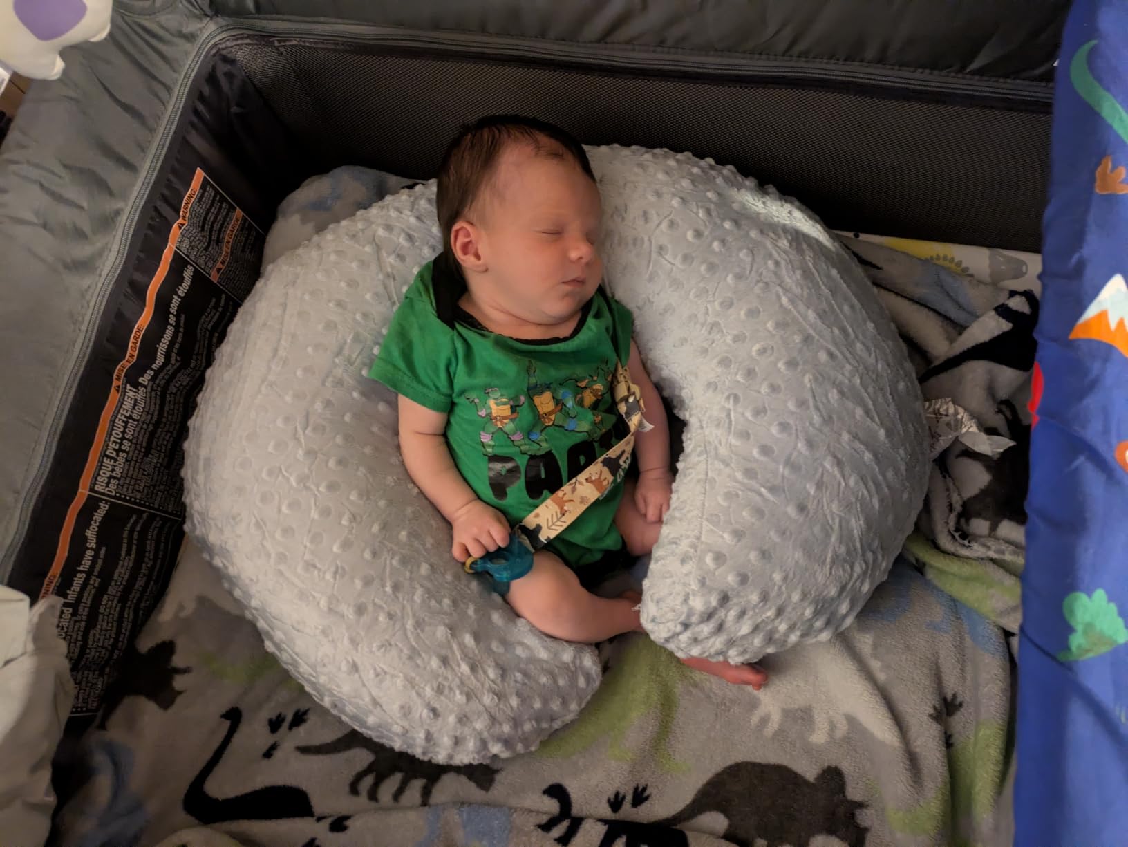 Nursing Pillow and Positioner Breastfeeding and Bottle Feeding | Propping Baby, Tummy Time, Sitting Support for Baby Boy and Baby Girl, with Removable Dots Cover (Blue) customer photo 1