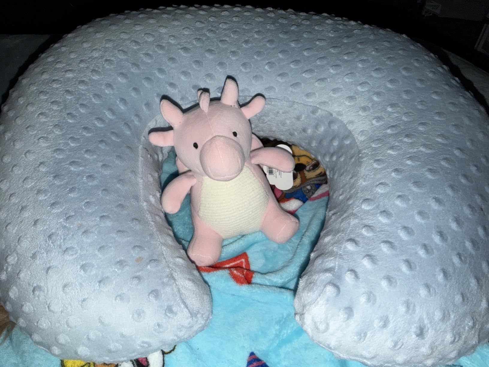 Nursing Pillow and Positioner Breastfeeding and Bottle Feeding | Propping Baby, Tummy Time, Sitting Support for Baby Boy and Baby Girl, with Removable Dots Cover (Blue) customer photo 2