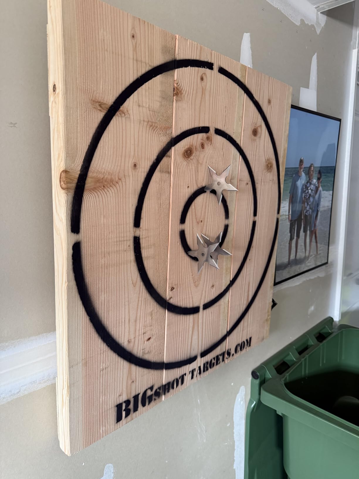 Wooden Axe Throwing Target with Bottle Opener for Knives, Stars and Light Duty Axes customer photo 1