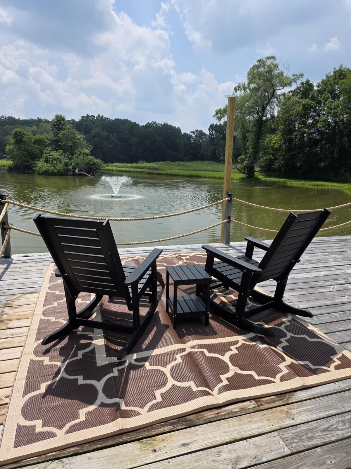 GREENVINES Oversized Outdoor Rocking Chairs Set of 2, HDPE Rocker, Black | 21.7
