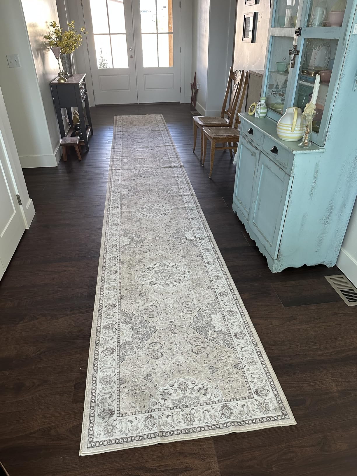 Hallway Washable Runner Rug - 2x10 Kitchen Rugs Entryway Rug Runner Vintage Soft Floor Mat Non Slip Indoor Farmhouse Carpet for Bathroom Living Room Bedroom (2 X 10, Beige) customer photo 1