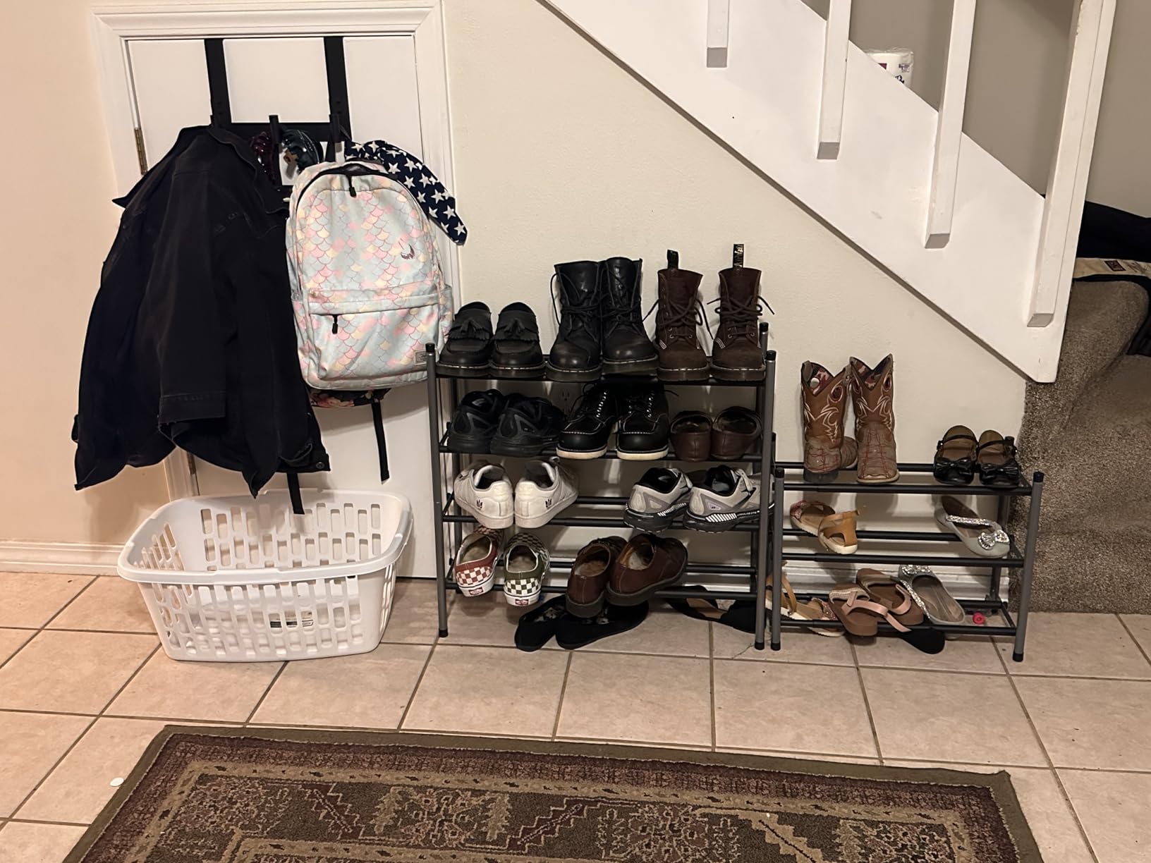 STORAGE MANIAC Expandable Shoe Rack for Closet, 8 Pairs Stackable Small Shoe Rack, Metal Adjustable Shoes Organizer for Entryway, Hallway, Garage, Front Door, Shoes Shelves, Black 2 Tier customer photo 2