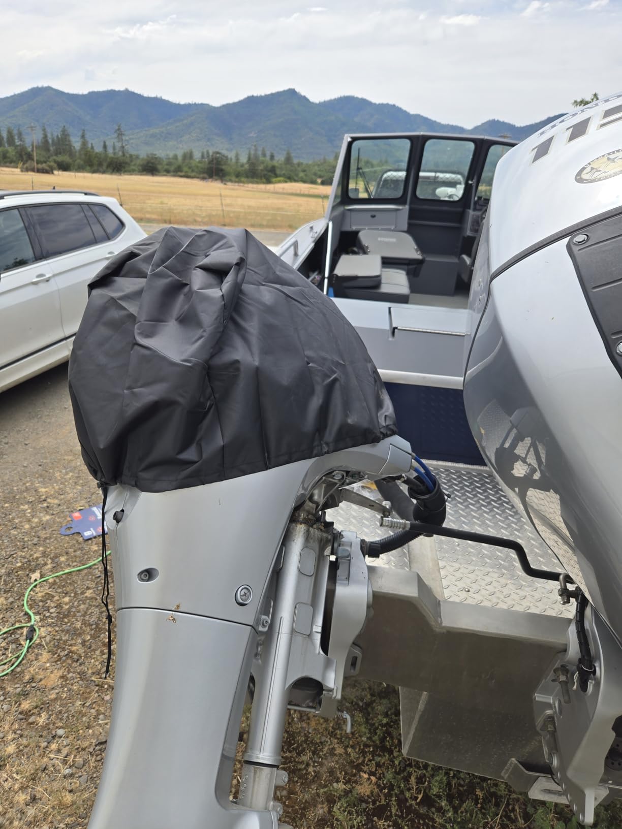 Outboard Motor Cover Heavy Duty Waterproof Engine Cover Thick Polyester Fabric Black Up to 15HP customer photo 1