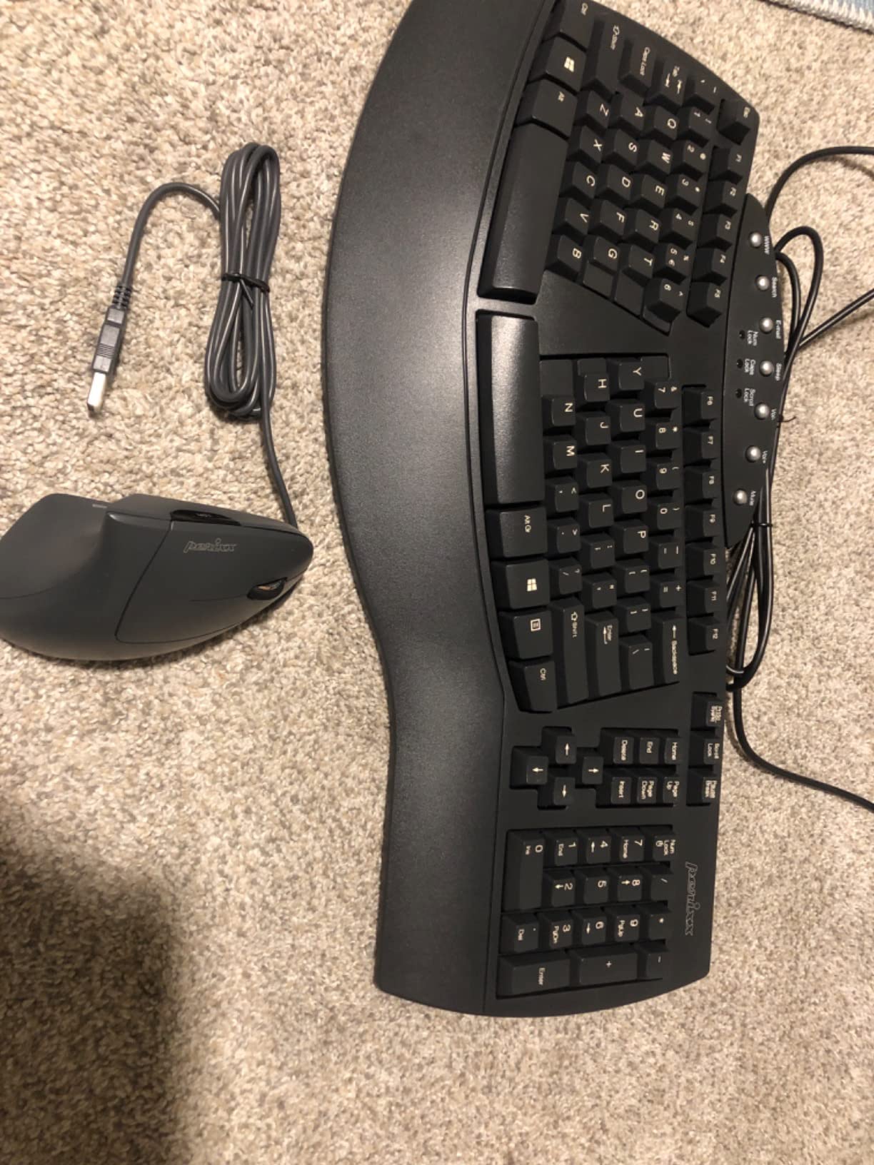 Perixx PERIDUO-512B US, Wired Ergonomic Keyboard and Vertical Mouse Combo - USB - Black - US English customer photo 1