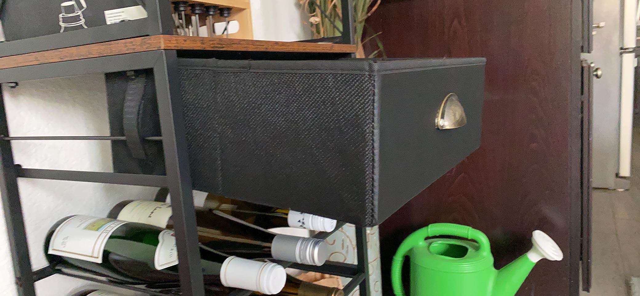Homeiju Wine Rack Freestanding Floor, Bar Cabinet for Liquor and Glasses | 4-Tier bar Cabinet with Tabletop, Glass Holder, Storage Drawer and Wine Storage for Living Room customer photo 2