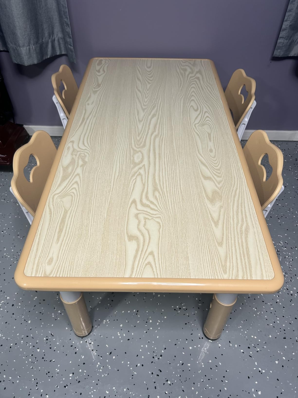 Brelley Height Adjustable Toddler Table and 4 Chairs Set, Beige | Table Supports 300 lbs, Graffiti Desktop, Non-Slip Legs, Classroom/Daycare/Home, Children Multi-Activity Table for Ages 3-8 customer photo 2