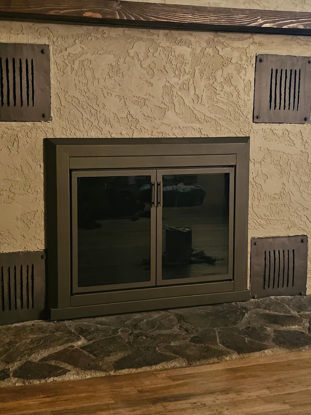 UniFlame Logan, Cabinet-Style Fireplace Doors, Color: Black, Size: Large customer photo 2