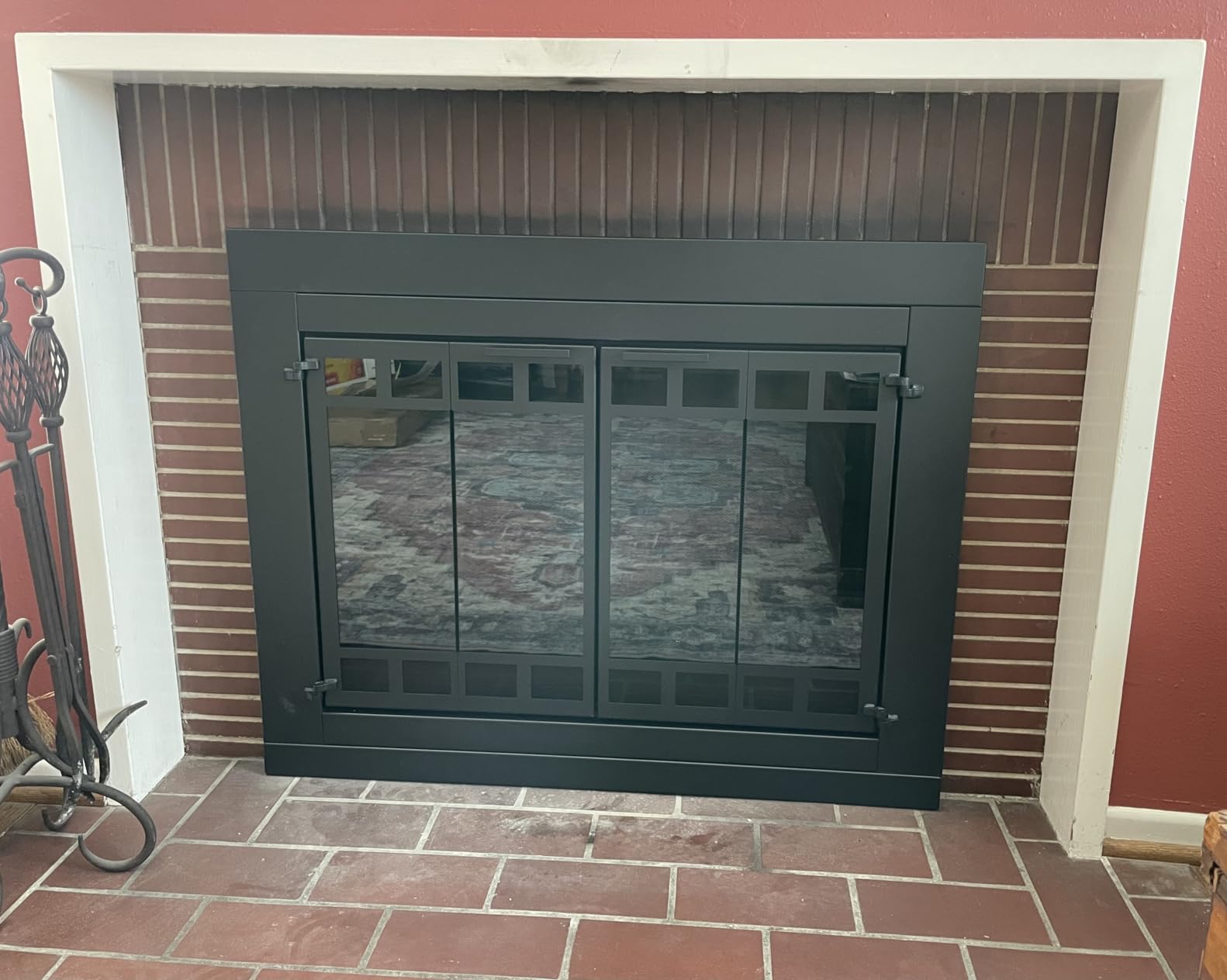 UniFlame Connor, Bi-fold Style Fireplace Doors, Color: Black, Size: Large customer photo 1