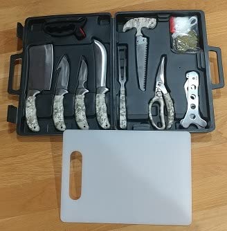 GVDV 15 Piece Hunting Knife Set, Field Dressing Game Processing Kit for Men | Complete butcher gear, hunting accessory as Christmas gift for hunters, Includes scissors, gut-hook skinner, ribcage spreader customer photo 1