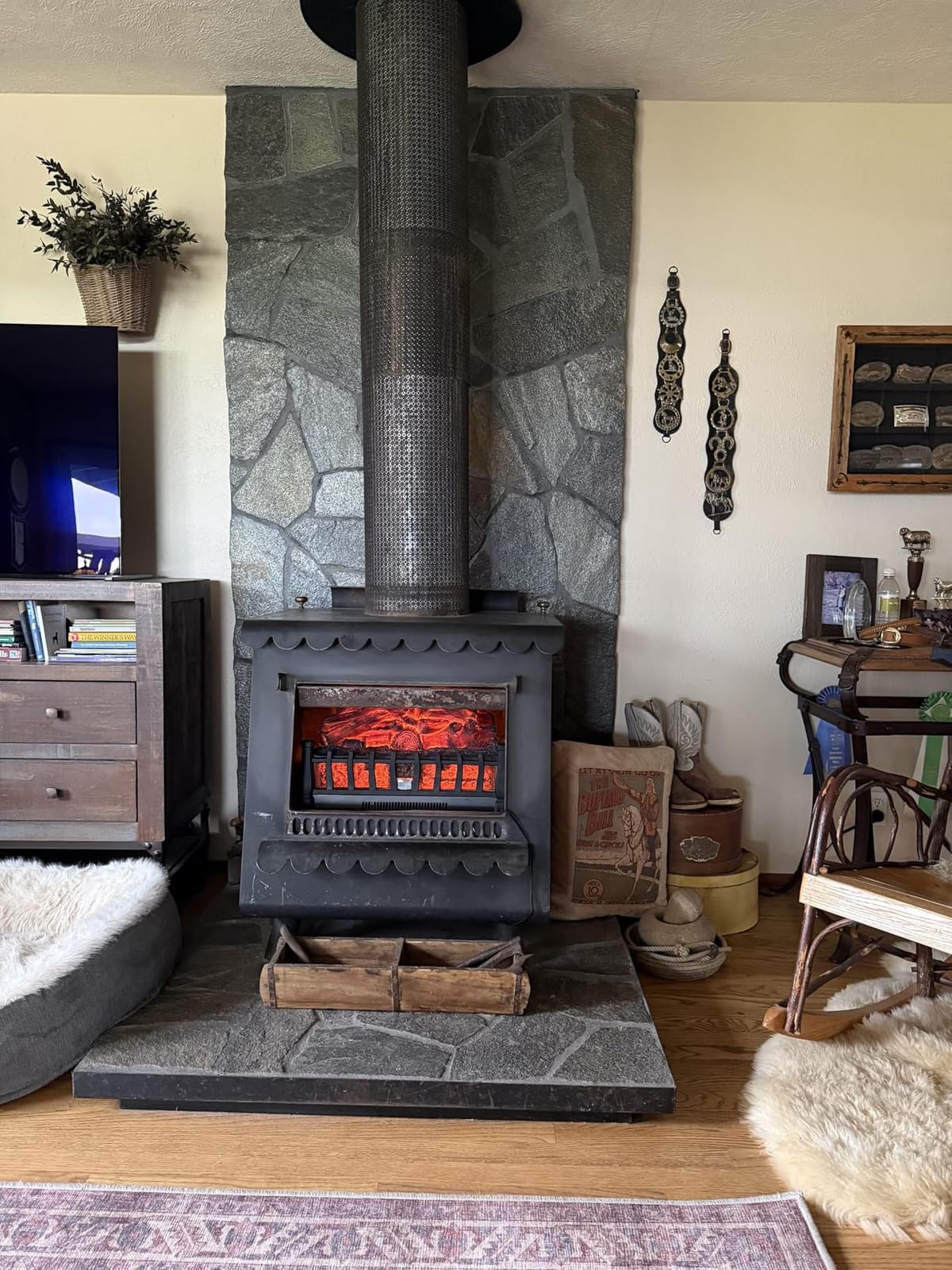 Electric Fireplace Logs Inserts Heater with Remote Control for Home Decor | 5 Flame Brightness, 24H Timer, Overheating Protection, 1500W/750W Adjustable Heat Settings for Home & Office, Black customer photo 2