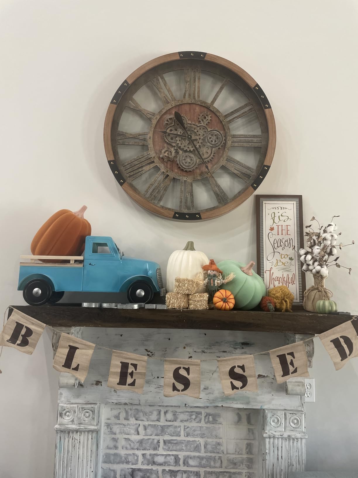 36' Large Wall Clock Real Moving Gears Oversized Industrial Solid Wood Rusic Farmhouse Clocks for Living Room Wall Decor Home Office, 36 inch 90cm, Brown and Vintage Bronze customer photo 1