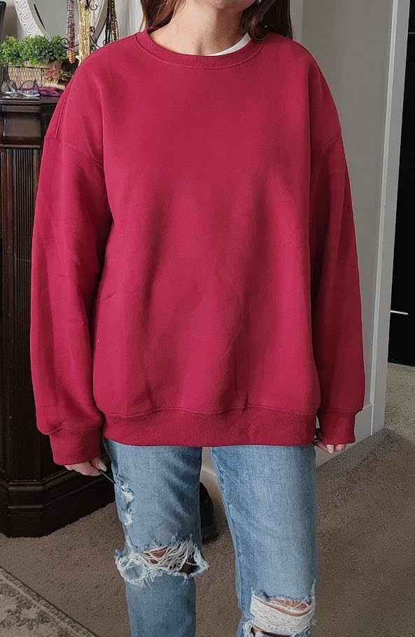 EFAN Womens Oversized Sweatshirt Crewneck Sweater Casual Fall Outfits 2026 | Fleece lined, comfort stretch fabric, basic loose hoodie, maternity, workout, lounge wear, winter, airport fashion clothes customer photo 1