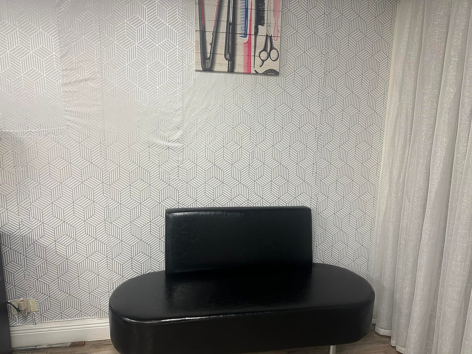 OmySalon Waiting Room Bench Seating, Salon Reception Bench Office Chair with Backrest, 59.1'' Heavy Duty Guest Lobby Chair for Beauty Barber Furniture, Black customer photo 2