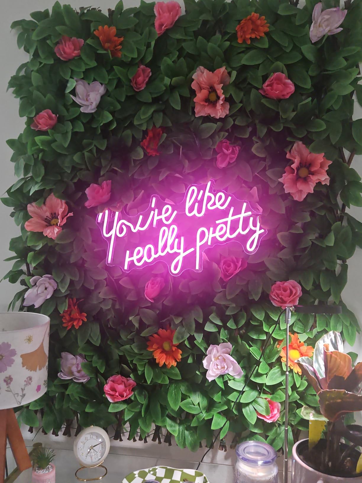 Lucunstar You're Like Really Pretty Neon Sign Led Sign Pink Led Neon Light for Wall Decor Neon Signs for Wall Decor Light Sign for Wedding Dimmable Switch USB with Neon Sign for Bedroom Home Decor customer photo 2