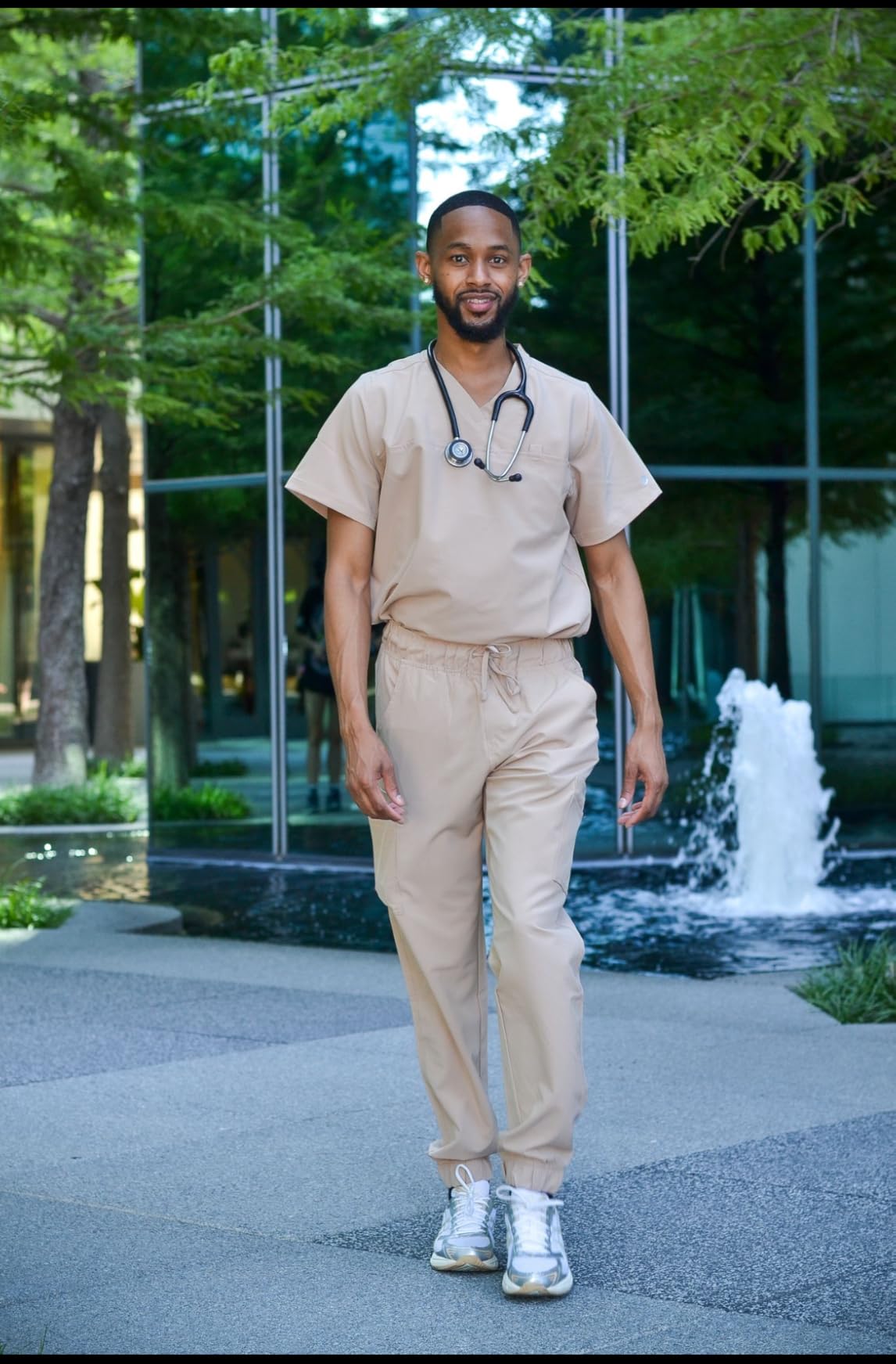 Medichic Men's Workwear Stretch V-Neck Scrub Joggers Set with Seven-Pocket Pants, Available in 6+ Colors customer photo 1
