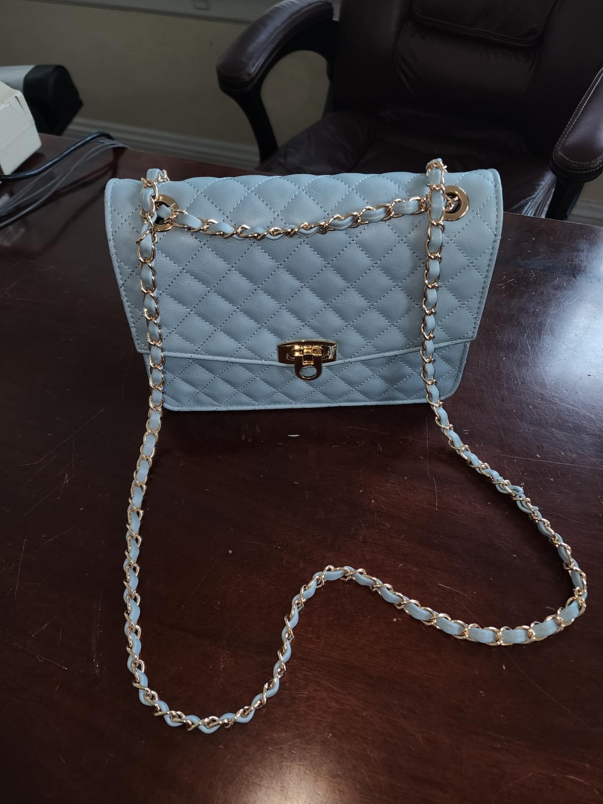 GM LIKKIE Quilted Shoulder Bag for Women, Medium Flap Crossbody Handbag with Chain Strap, Soft Vegan Leather Clutch Purse customer photo 1