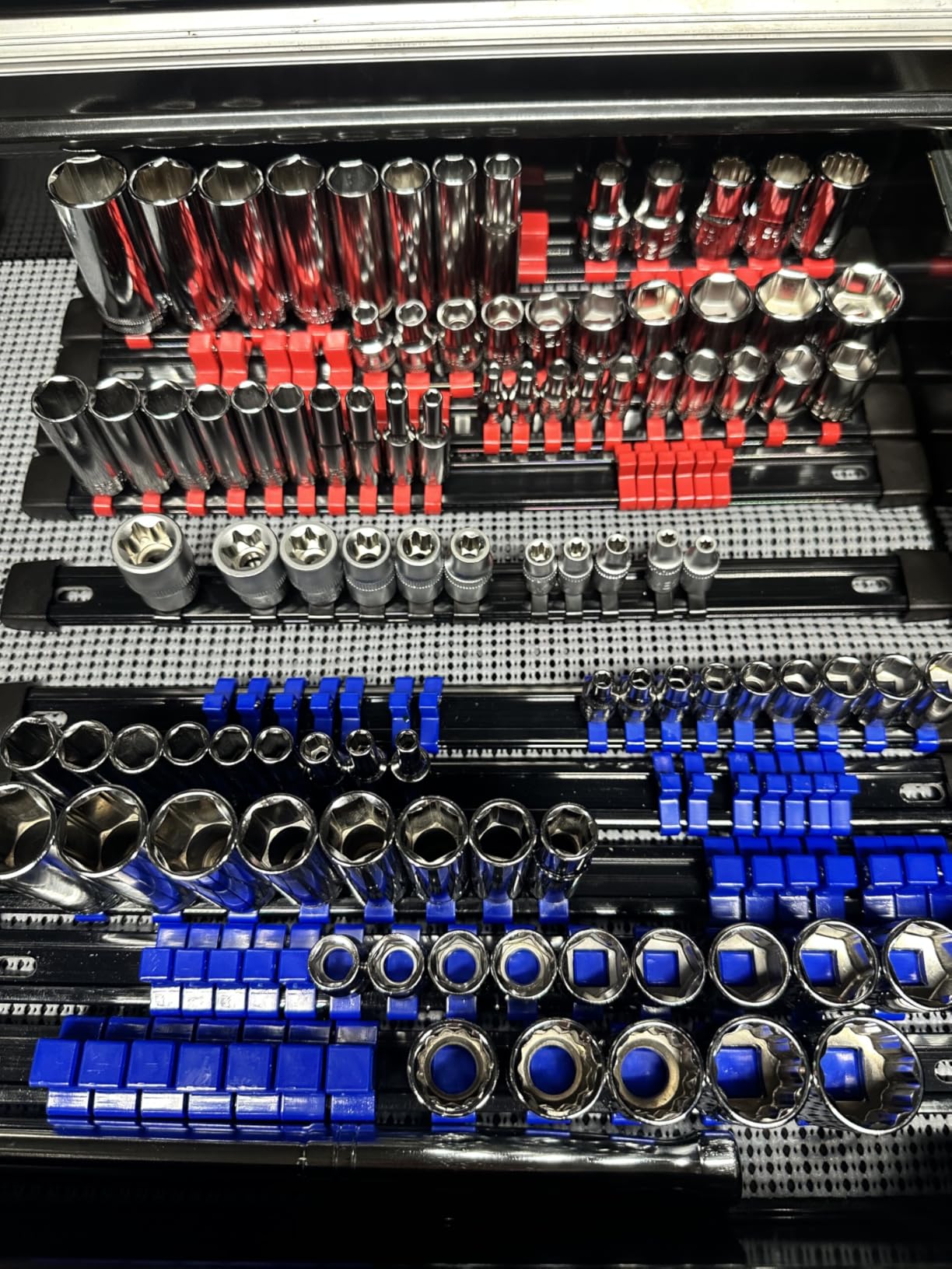 AMM 9-Piece Socket Organizer, 1/2 inch, 3/8 inch and 1/4 inch Drive ABS Tools-Socket Holder, Heavy Duty Socket Racks, Premium Quality Socket Clip Rail Holder, The best tool trays in the garage customer photo 1