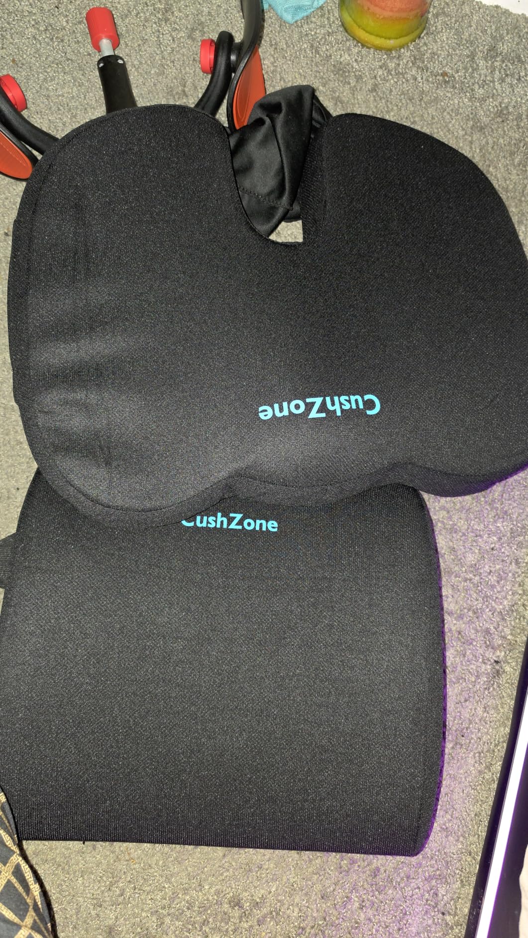 CushZone Ergonomic Seat Cushion & Lumbar Support Pillow - Memory Foam for Sciatica Pain Relief & Posture Correction, Non-Slip Chair Cushions for Office Chair/Car/Wheelchair/Travel (Black) customer photo 2