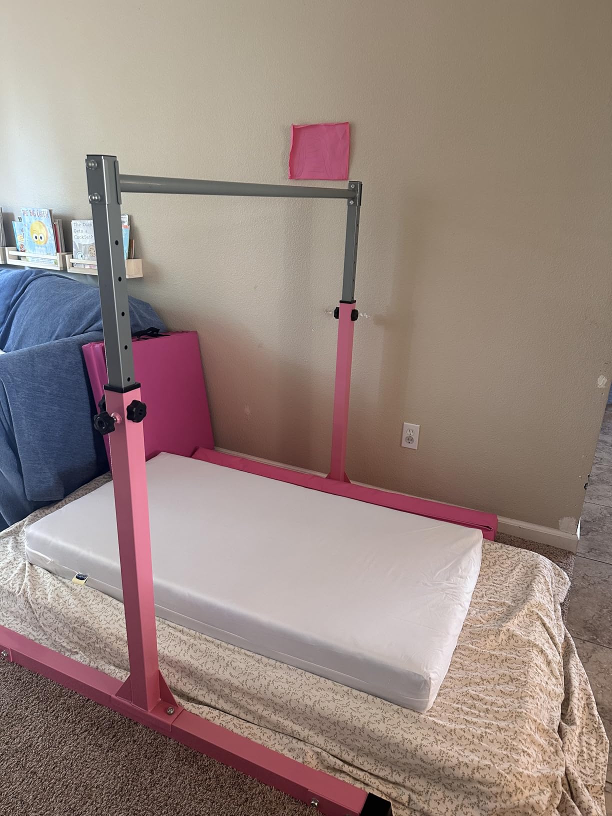 Safly Fun Gymnastics Bar for Kids Ages 3-15 | Sturdy Steel Home Gym, Adjustable Height (3 to 5 ft) with Anti-Slip Base, Easy Assembly customer photo 2