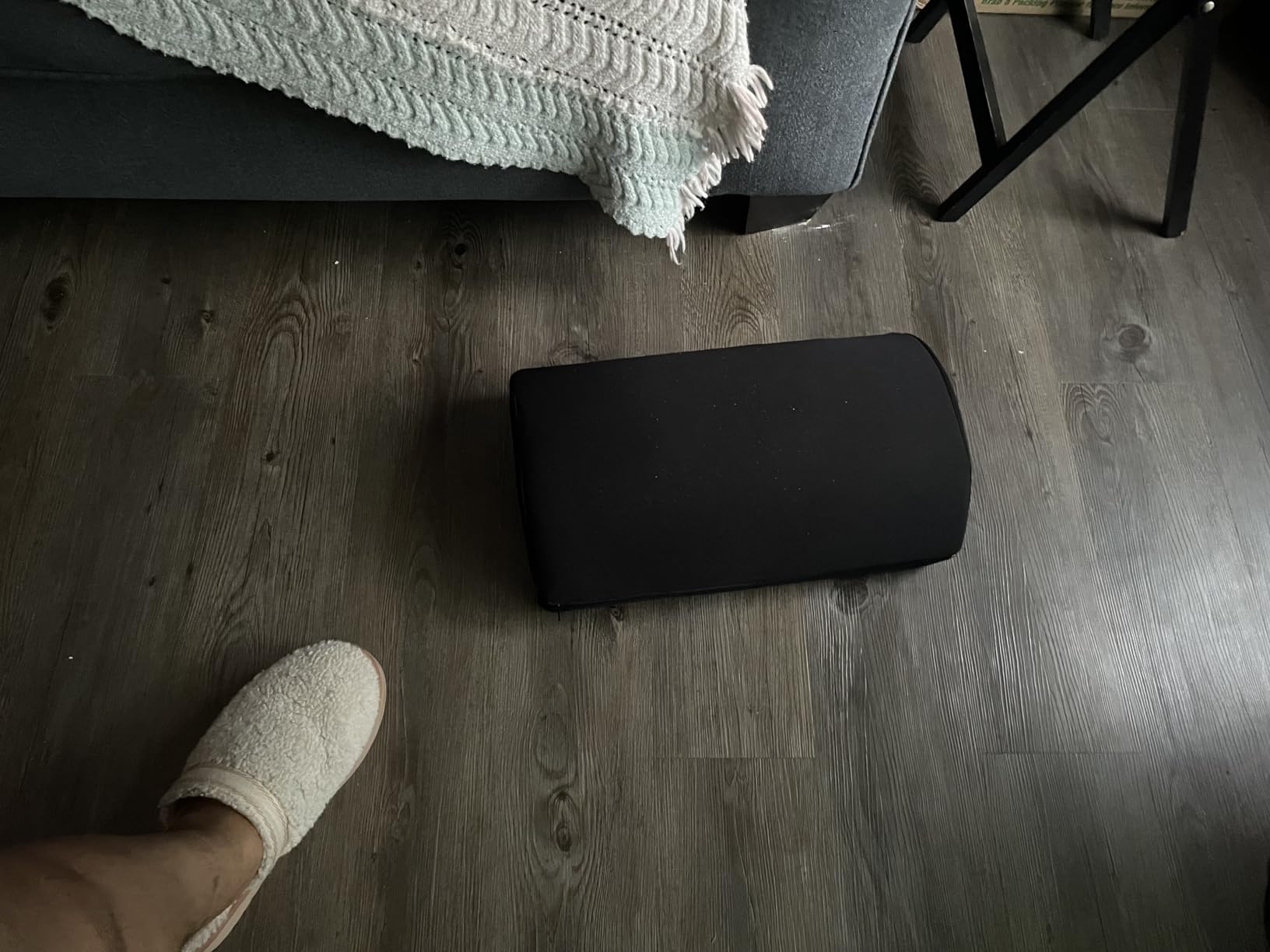 BlissTrends Foot Rest Under Desk, Foot Stool with 2 Adjustable Heights | Comfortable Footrest with Washable Cover for Car, Home and Office to Relieve Back, Lumbar, Knee Pain (Large, Black) customer photo 2