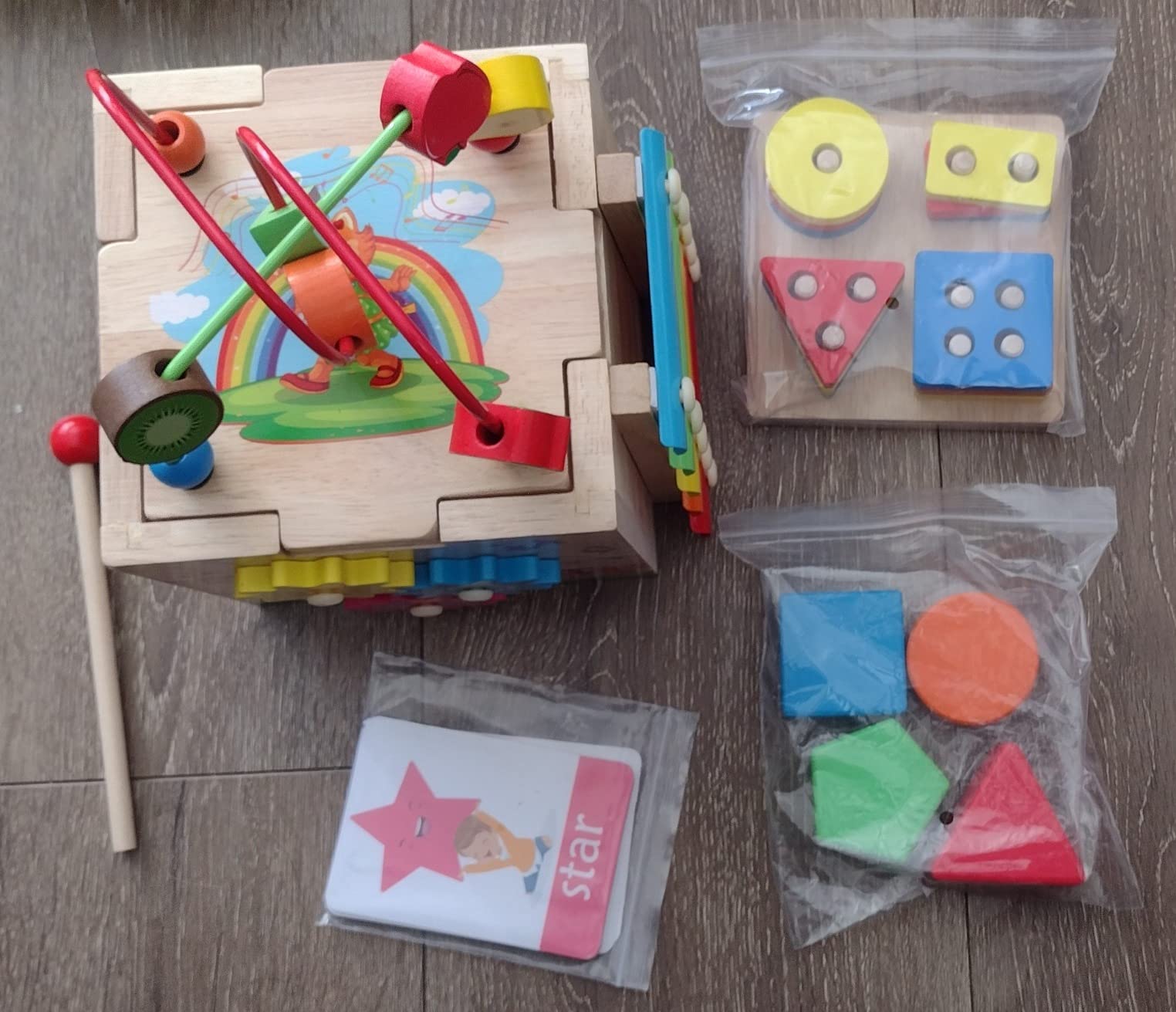 HELLOWOOD Wooden Activity Cube, 8-in-1 Montessori Baby Toys for 1+ Year Old Boys & Girls, Educational Learning Toys for Toddlers Age 1-2, 1st Birthday Gift | Bonus Sorting & Stacking Board customer photo 2