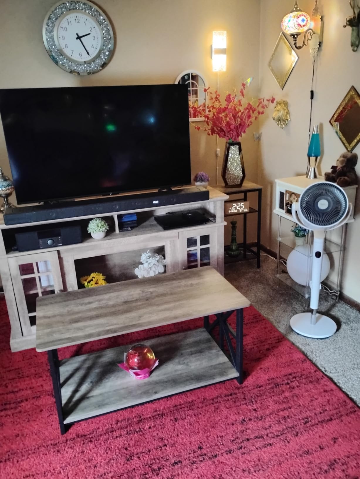 GreenForest Round Corners Coffee Table for Living Room | Rustic Style Center Table with Storage Shelf, 39 Inch Space Saving Sofa Table, Easy Assembly, Gray Wash customer photo 1