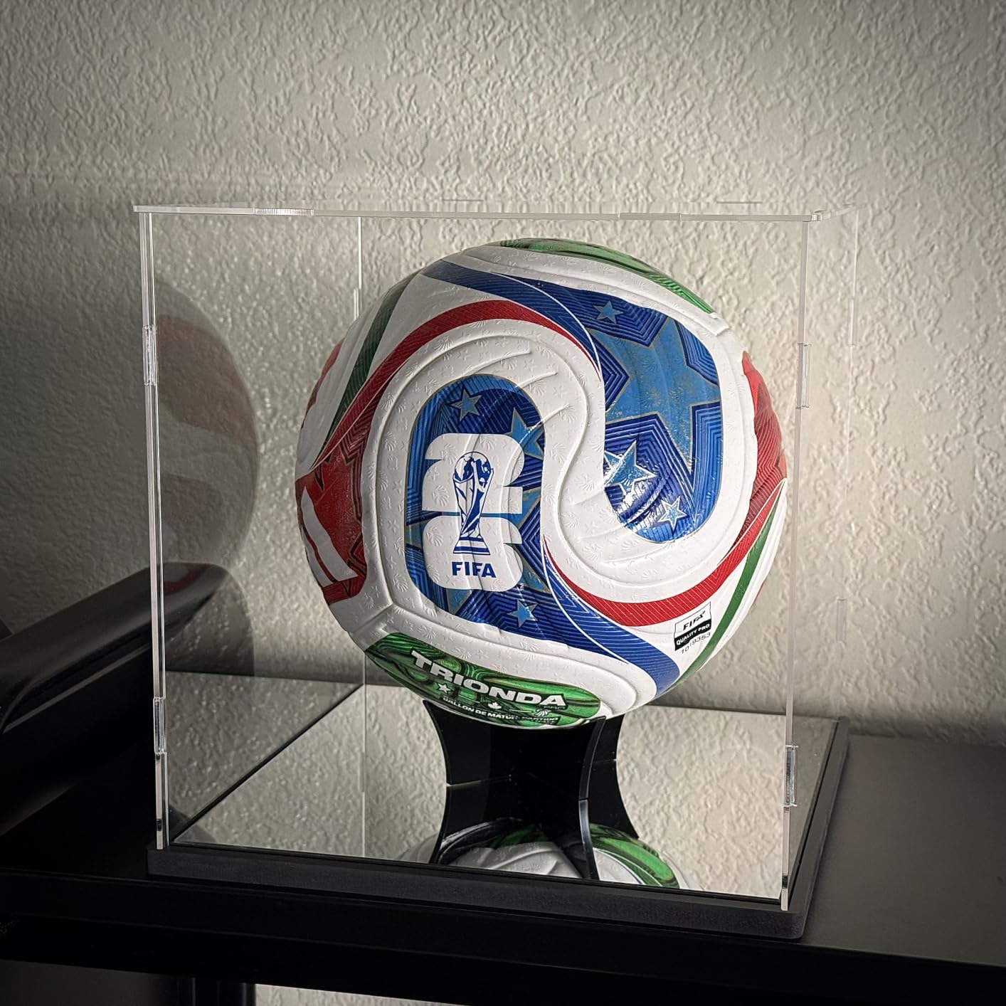 Football Helmet Display Case Full Size, Clear Acrylic Case with Black Base | Full size helmet display case for football, baseball or motorcycle helmets, clear acrylic, black base, self-assembly design. customer photo 1