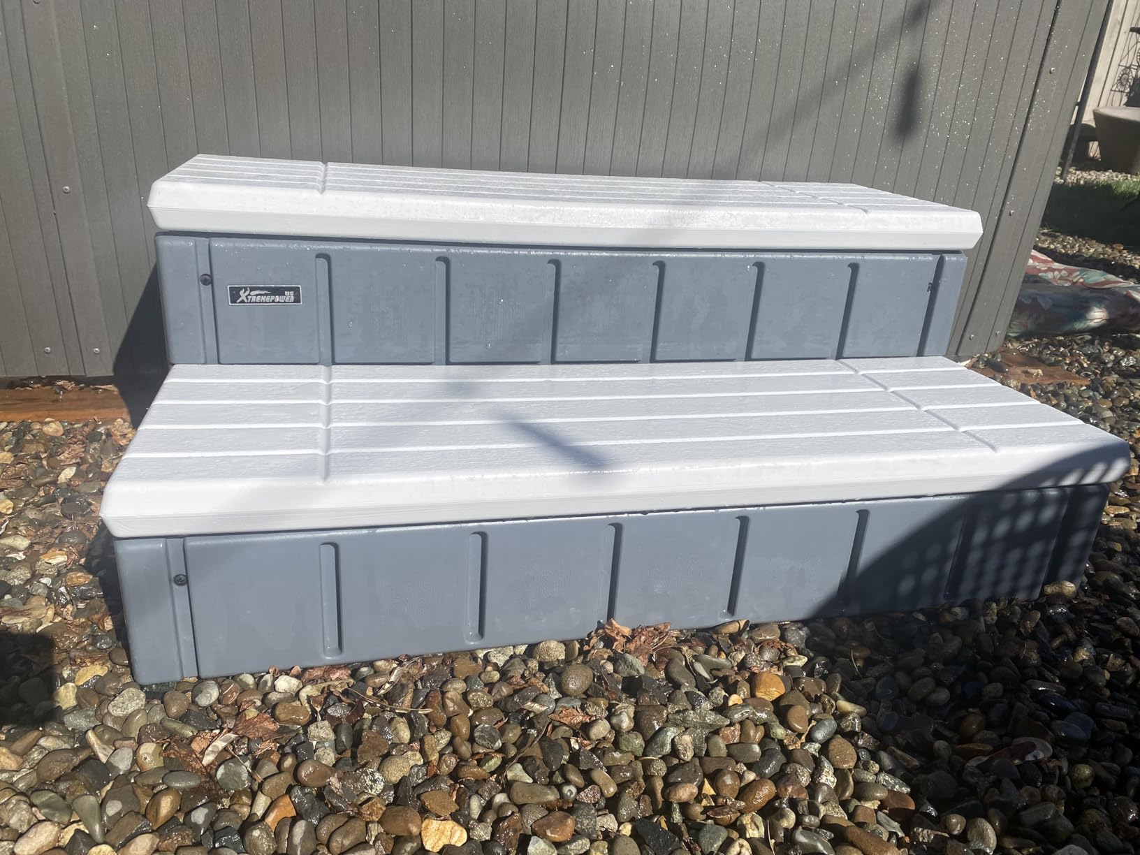 XtremepowerUS Universal Heavy Duty 2-Step Spa & Hot Tub Step Porch Steps with Large Storage Compartment Non-Slip Resistant Step Stairs 36