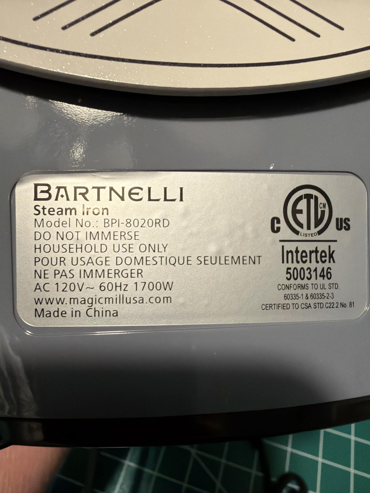 Bartnelli Pro Luxury Steam Iron for Clothes - 1700W Heavy-Duty Commercial Iron with Multi-Layer Ceramic Soleplate, Active Anti-Drip Technology, Smart 3-Way Auto Shut-Off & Precision Tip customer photo 1