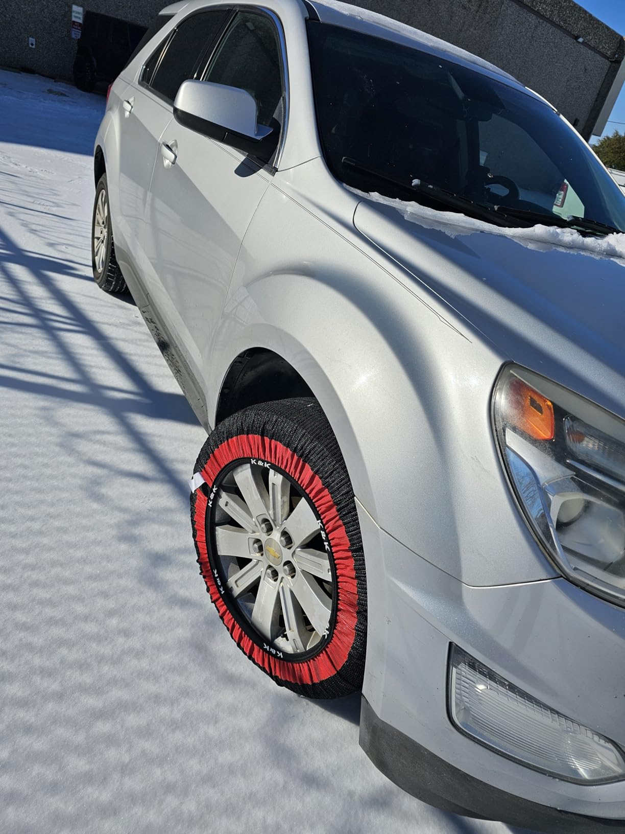 K&K Auto Snow Socks for Tires - Pro Series for Ultimate Grip Approved Snow Chain Alternative Traction Device - Tire Sock for Car SUV Van Minivan - Winter Travel Accessory Emergency Kit - XL (2pcs) customer photo 2