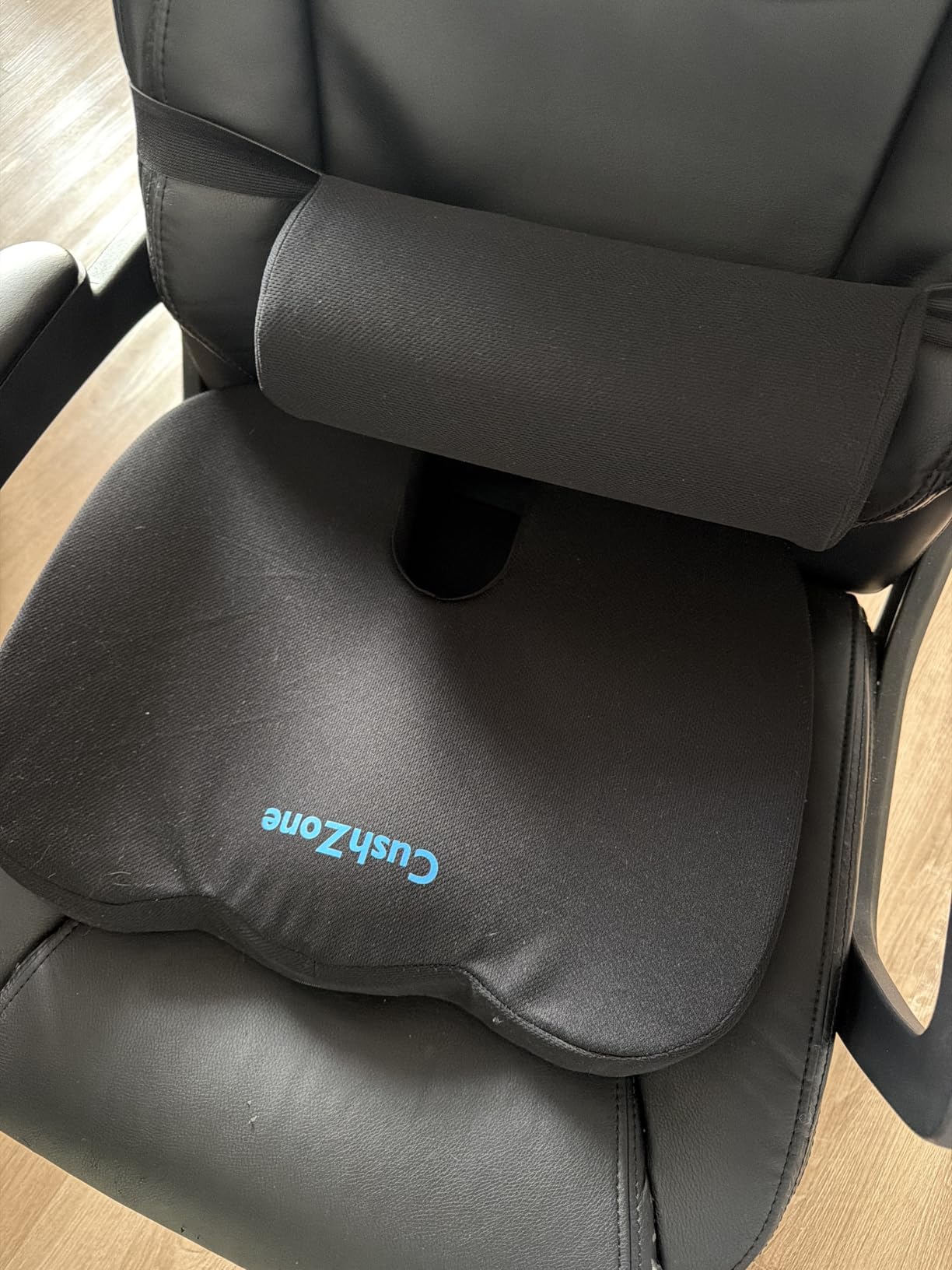 CushZone Seat Cushion Memory Foam Chair Pad for Office & Car, Black | Office Seat Cushion, Sciatica, Tailbone Back Pain Relief, Orthopedic Coccyx Pillow for Car, Pregnancy & Long Sitting at Work customer photo 1