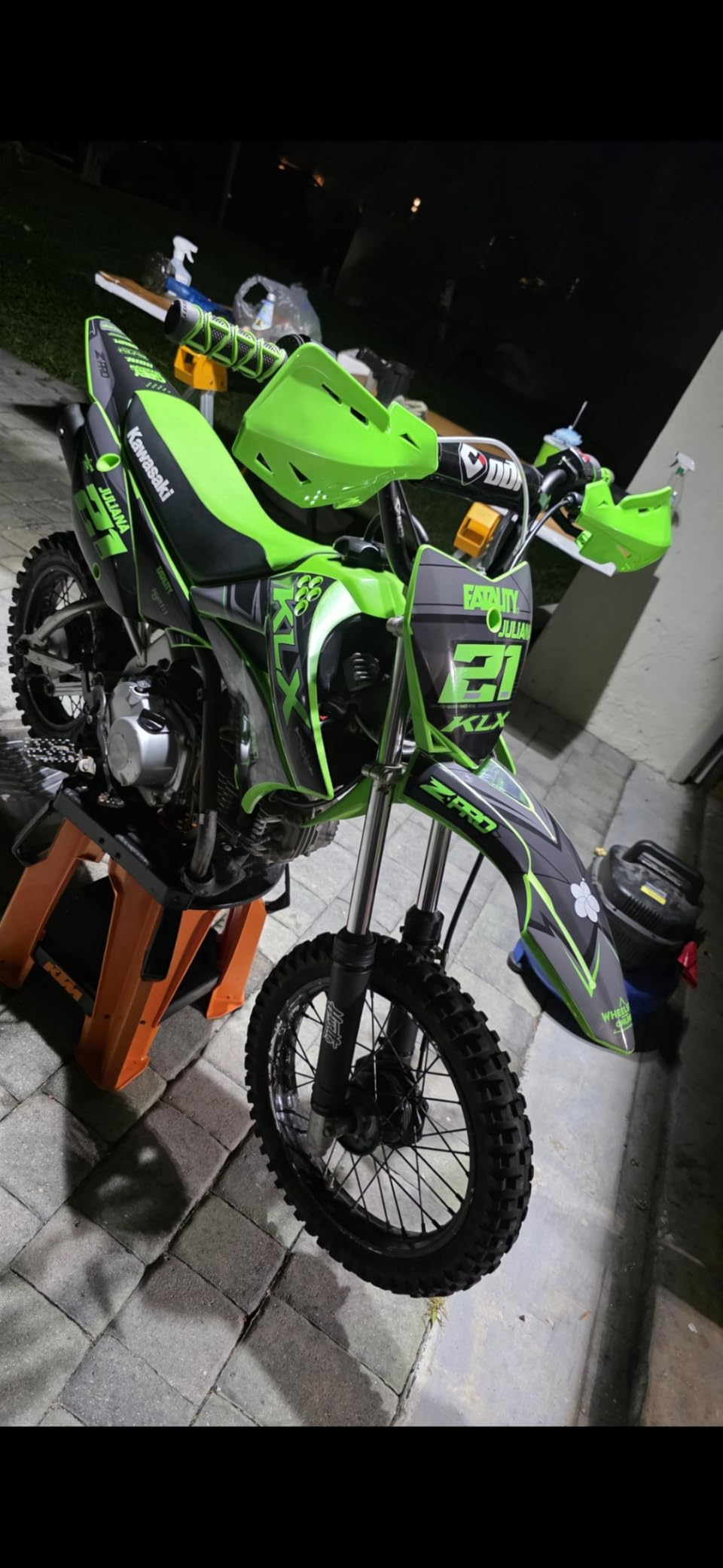 Graphics Kit for Kawasaki KLX110, KLX110R/RL (2010-2024) AXIS Series Green 09 Mil - Dirt bike Custom Racing Graphics Decals Stickers Kit, no-plastics customer photo 1