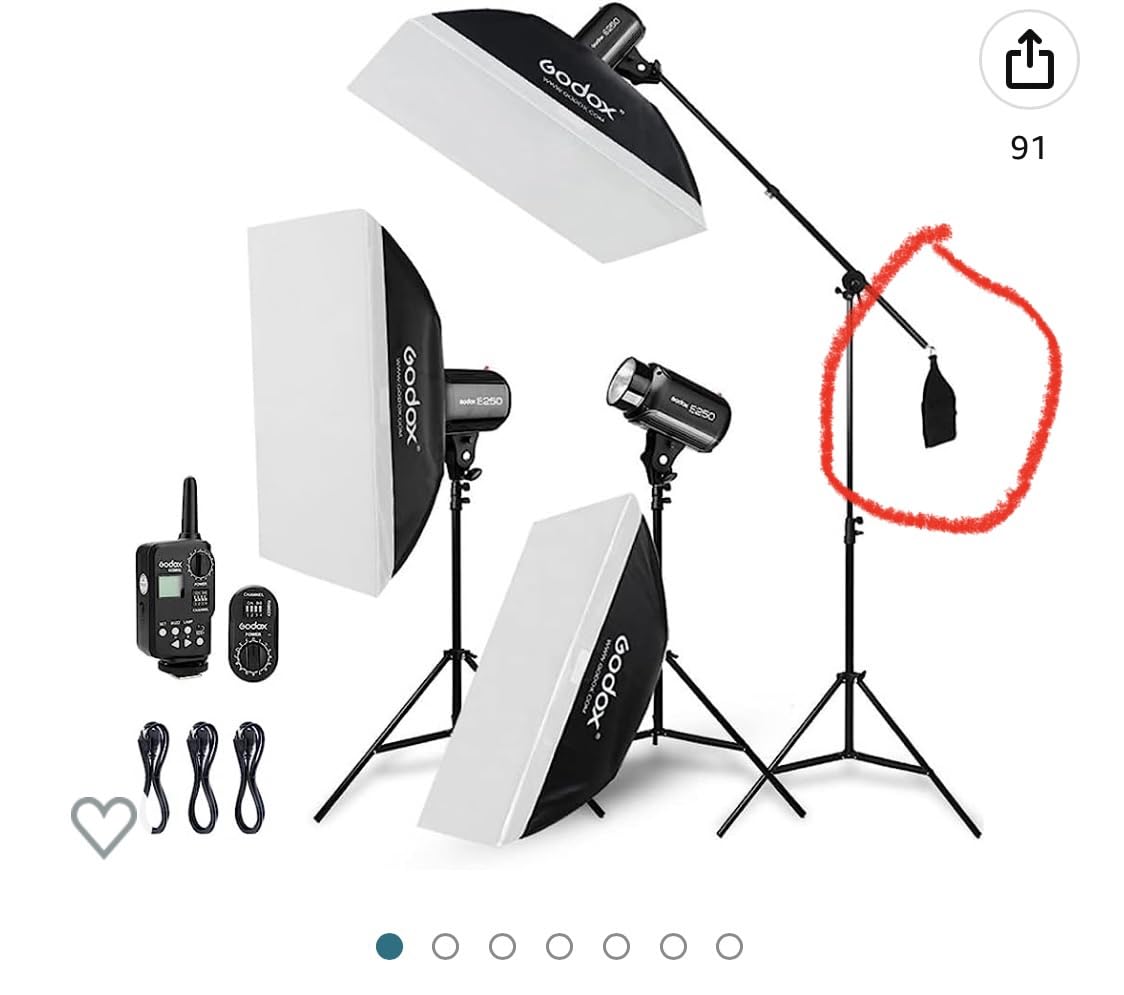 Godox 750W Professional Studio Strobe Flash Light Kit, 3-Light Godox Strobe Lighting Kit for Photography, 3x250W 5600K Monolights with Strobe Trigger, Softbox, Light Stands, Boom Arm customer photo 2