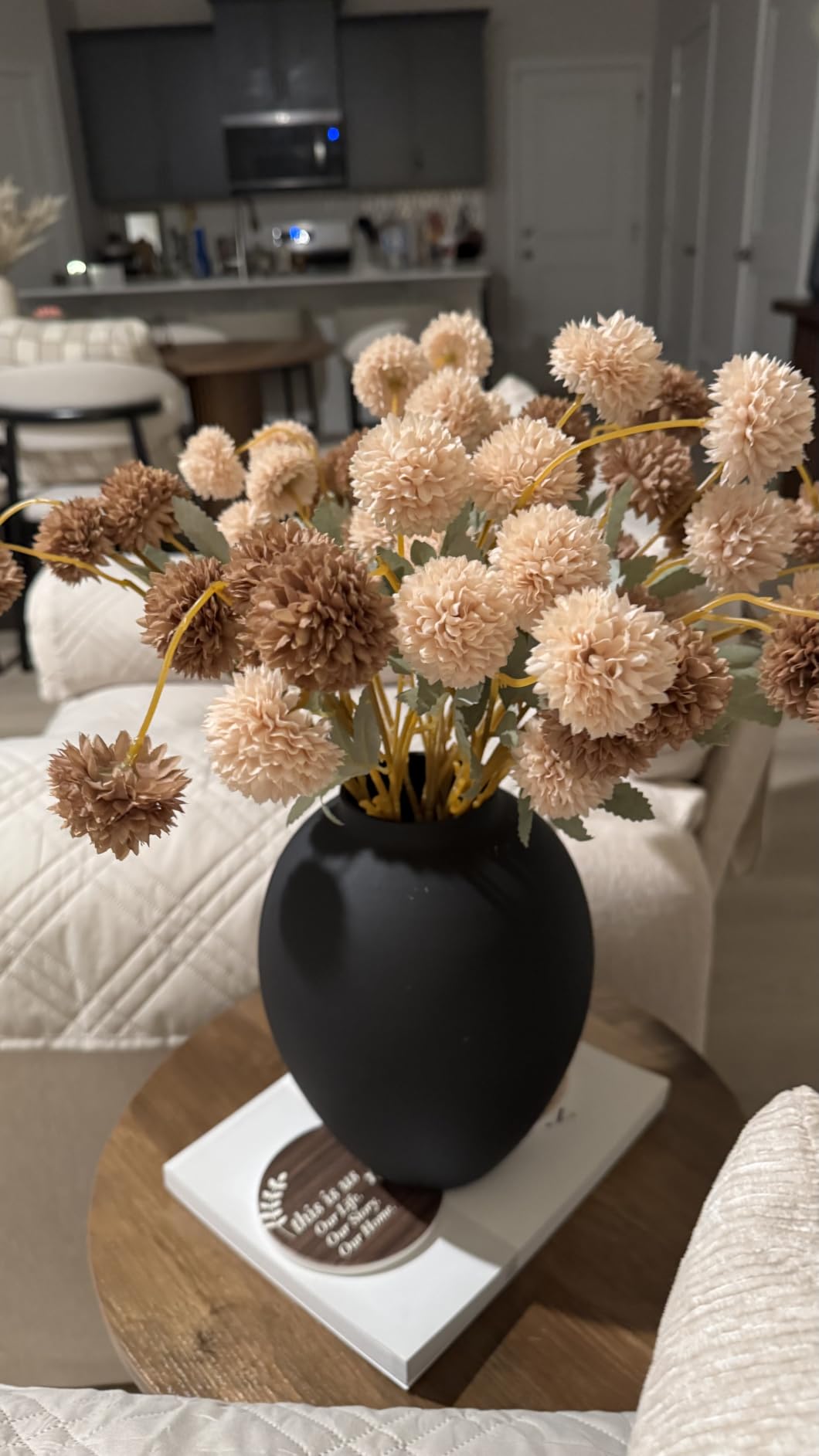 100pcs Artificial Flowers Arrangement With Vase, Dining Table Centerpiece | Dried Pampas Grass Floral Centerpieces Decorations, Fake Flowers in Vase, Coffee Table Decor, Centro de Mesa customer photo 2
