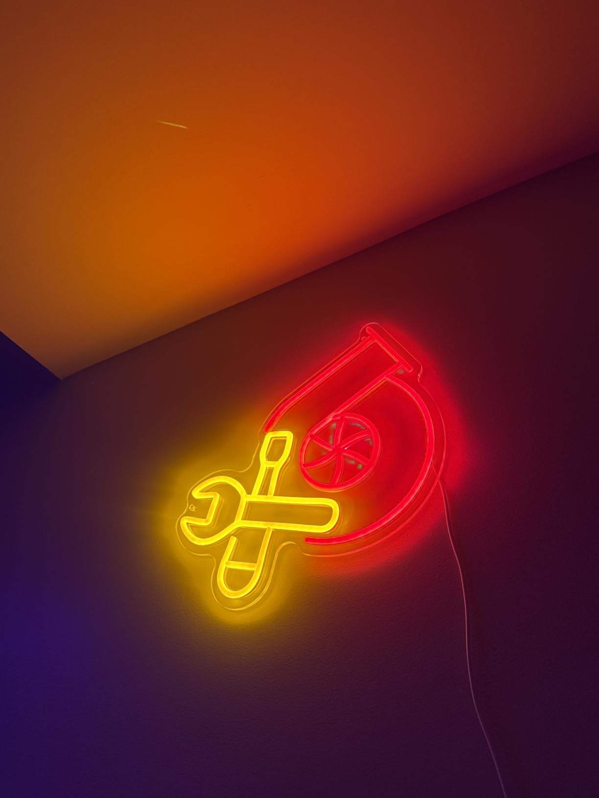 Check Engine Light Neon Sign for Man Cave Decor, LED Garage Wall Art, Funny Gifts for Dad & Car Guys, Man Cave Auto Repair Shop Mechanics Workshop Sign, USB Powered (15.7x11.8in, Yellow) customer photo 1