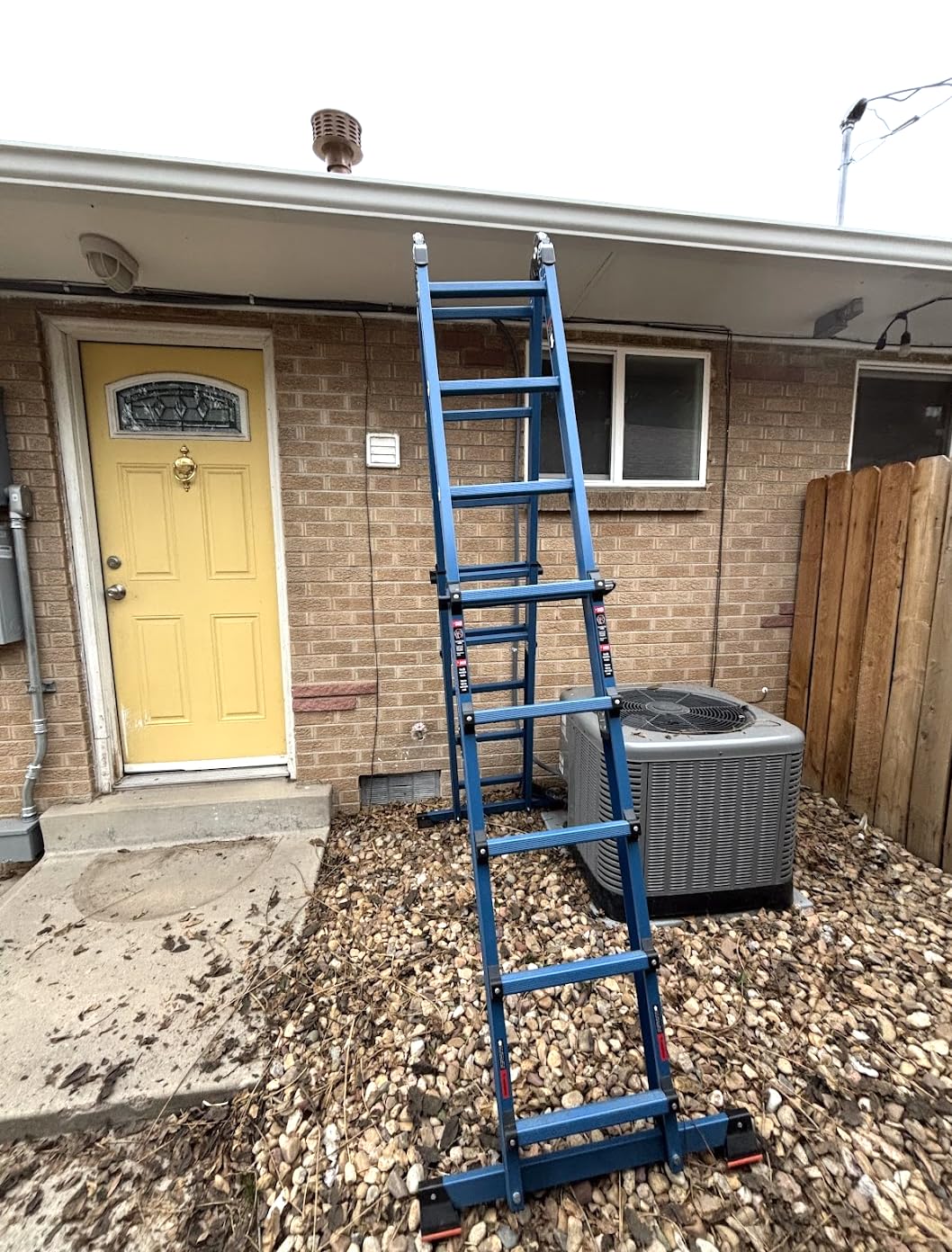 LANBITOU Ladder, A Frame 4 Step Ladder Extension, 14 FT Anti-Slip Multi Position Ladder, Storage Folding Ladder, 300 lbs Security Load Telescoping Aluminum Ladders for Stairs Home Indoor Outdoor Roof customer photo 1