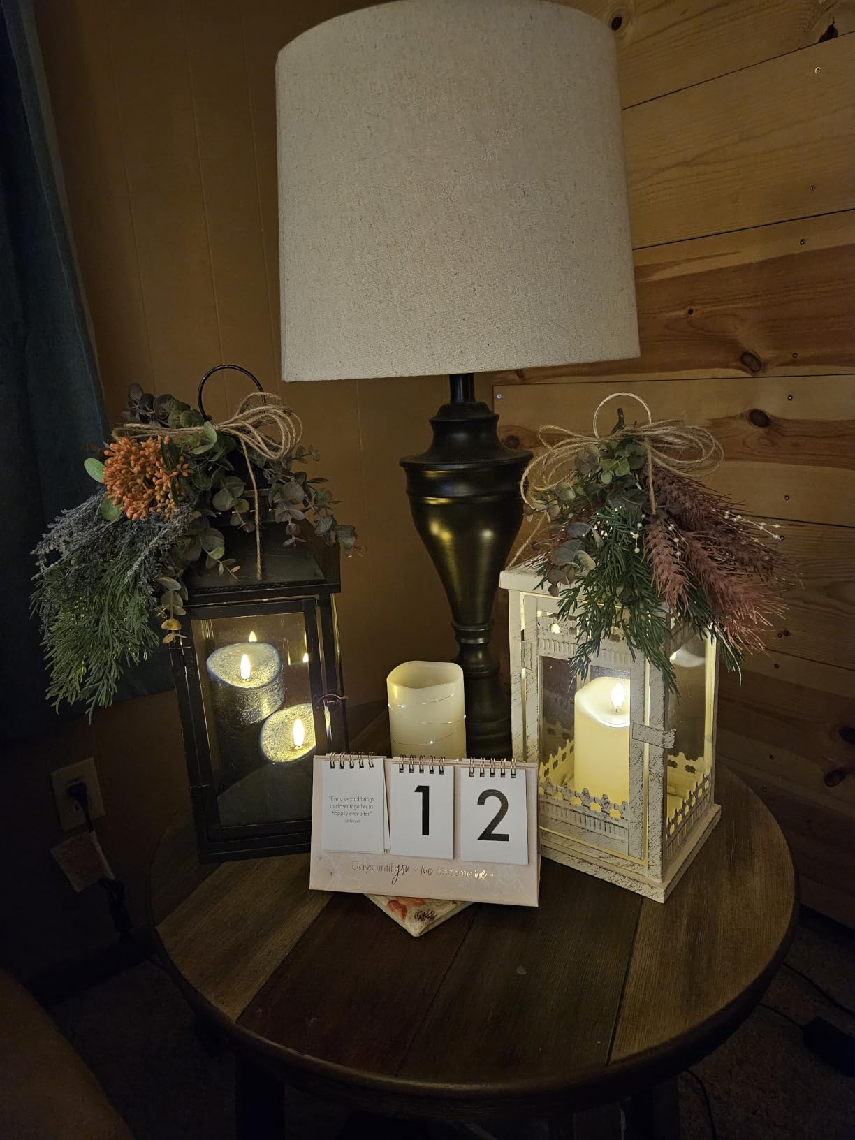 NEEDOMO Lanterns Decorative Outdoor&Indoor, Set of 2 Large Bronze Metal Lantern Decor with Glass, Candle Holder for Porch, Patio, Garden, Balcony, Wedding, Table Centerpiece Decorations customer photo 1