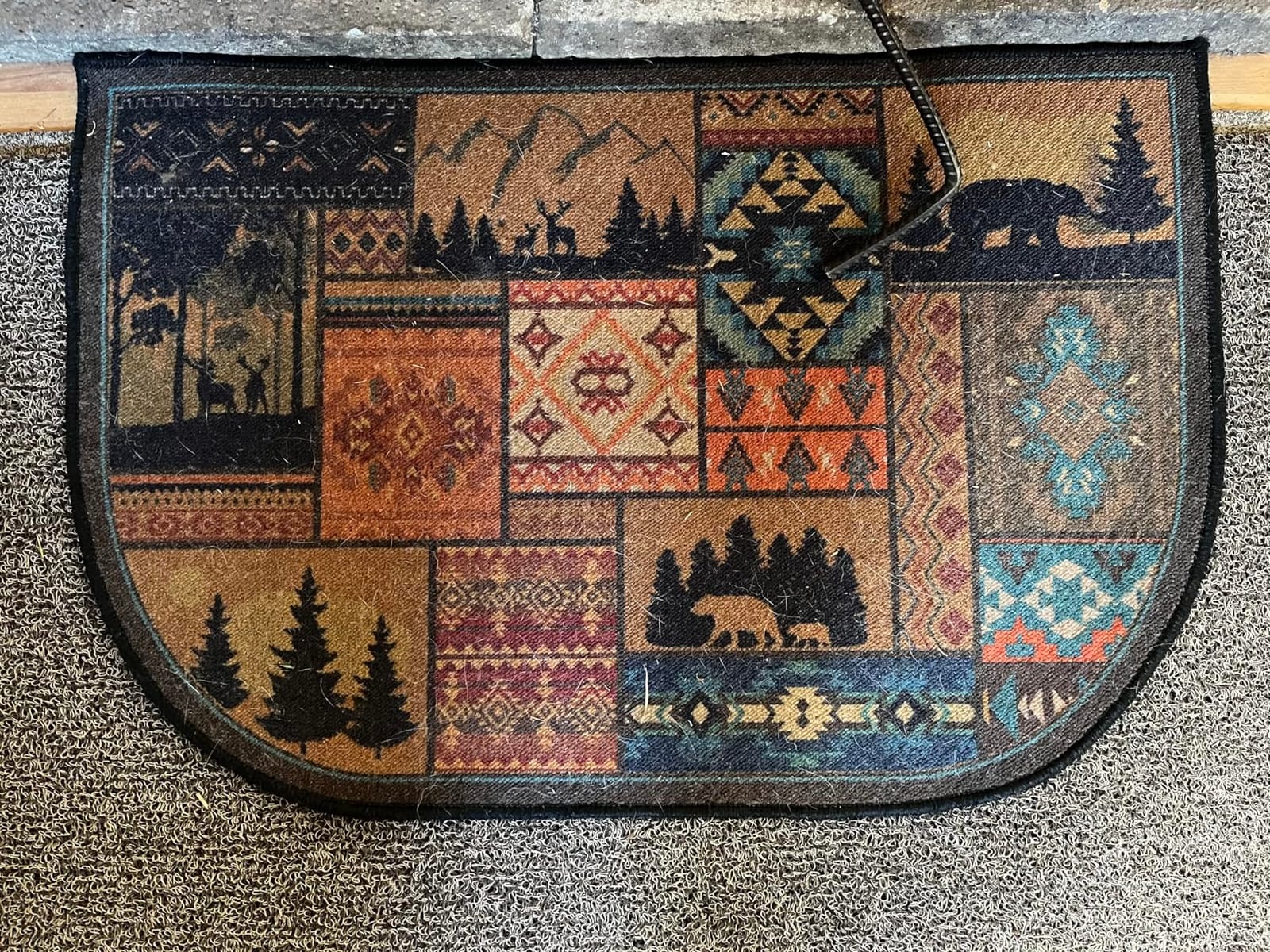 Demissle Fireplace Hearth Rug Fireproof, Classic, 24 x 36 Inch | Half Round Hearth Rugs, Southwestern Cabin Style, Heat Resistant Mat for Wood Stove Floor, Indoor Outdoor Kitchen Use customer photo 1