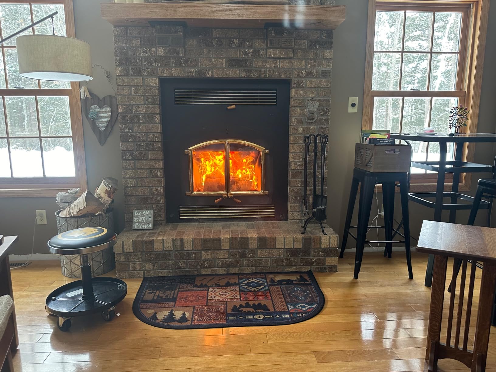 Demissle Fireplace Hearth Rug Fireproof, Classic, 24 x 36 Inch | Half Round Hearth Rugs, Southwestern Cabin Style, Heat Resistant Mat for Wood Stove Floor, Indoor Outdoor Kitchen Use customer photo 2