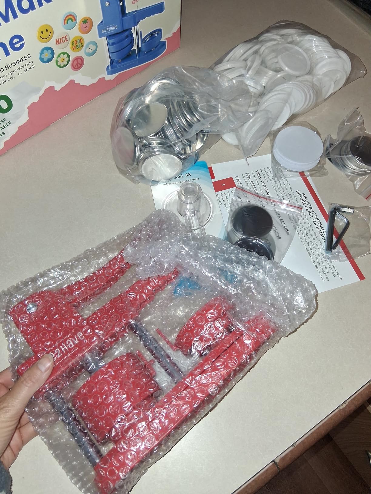 Button Maker Machine 1+1.25+2.5 Inch Pin Maker Kit - Multiple Size Molds, 500 Buttons, 15 Fridge Magnets, 15 Bottle Openers, 15 Keychains, Cutters, and 500+ Button Designs for DIY Crafts customer photo 1