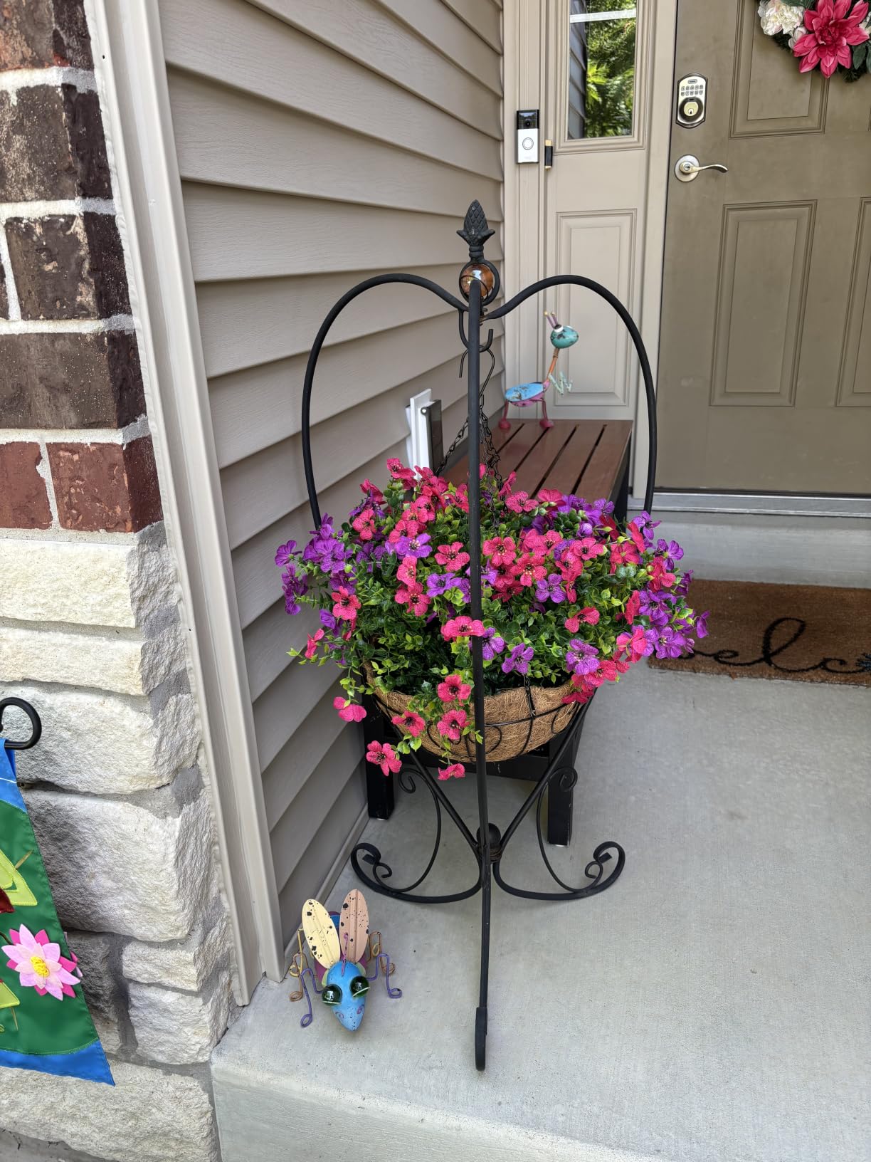 4 Pack Hanging Artificial Plants, Faux Hanging Bostonia, Cedar, Coleus & English Ivy in Pots customer photo 2