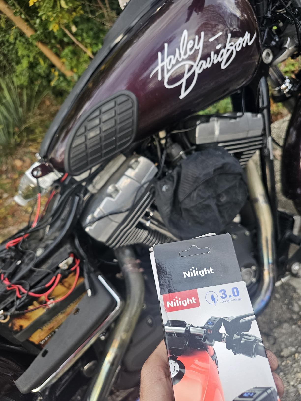 Nilight Motorcycle Charger with 12V Voltmeter Independent On Off Switch SAE USB Adapter Inline 10A Fuse Waterproof 6.8A Dual QC3.0 Fast Charging Phone Tablet for 7/8inch Handlebar ATV customer photo 2