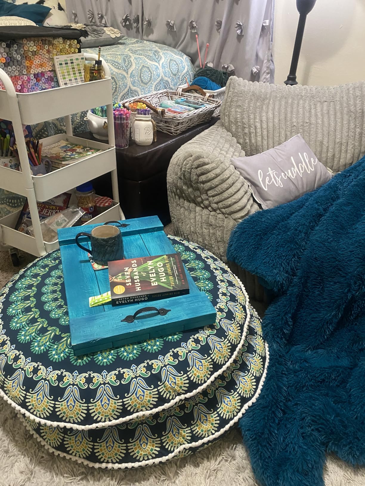 Codi Floor Pillows for Adults & Teens Set of 2, Large Boho Meditation Cushions with Memory Foam, Round Mandala Seating for Yoga, Home Office, Dorm Room, Washable, 32 Inch, Coral customer photo 1
