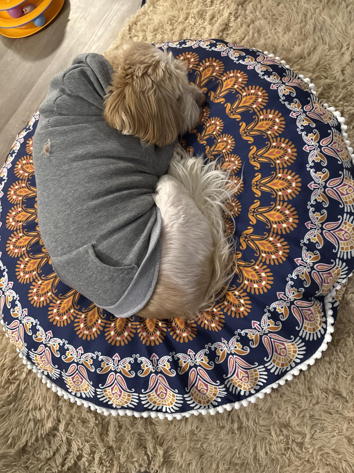 Codi Floor Pillows for Adults & Teens Set of 2, Large Boho Meditation Cushions with Memory Foam, Round Mandala Seating for Yoga, Home Office, Dorm Room, Washable, 32 Inch, Coral customer photo 2